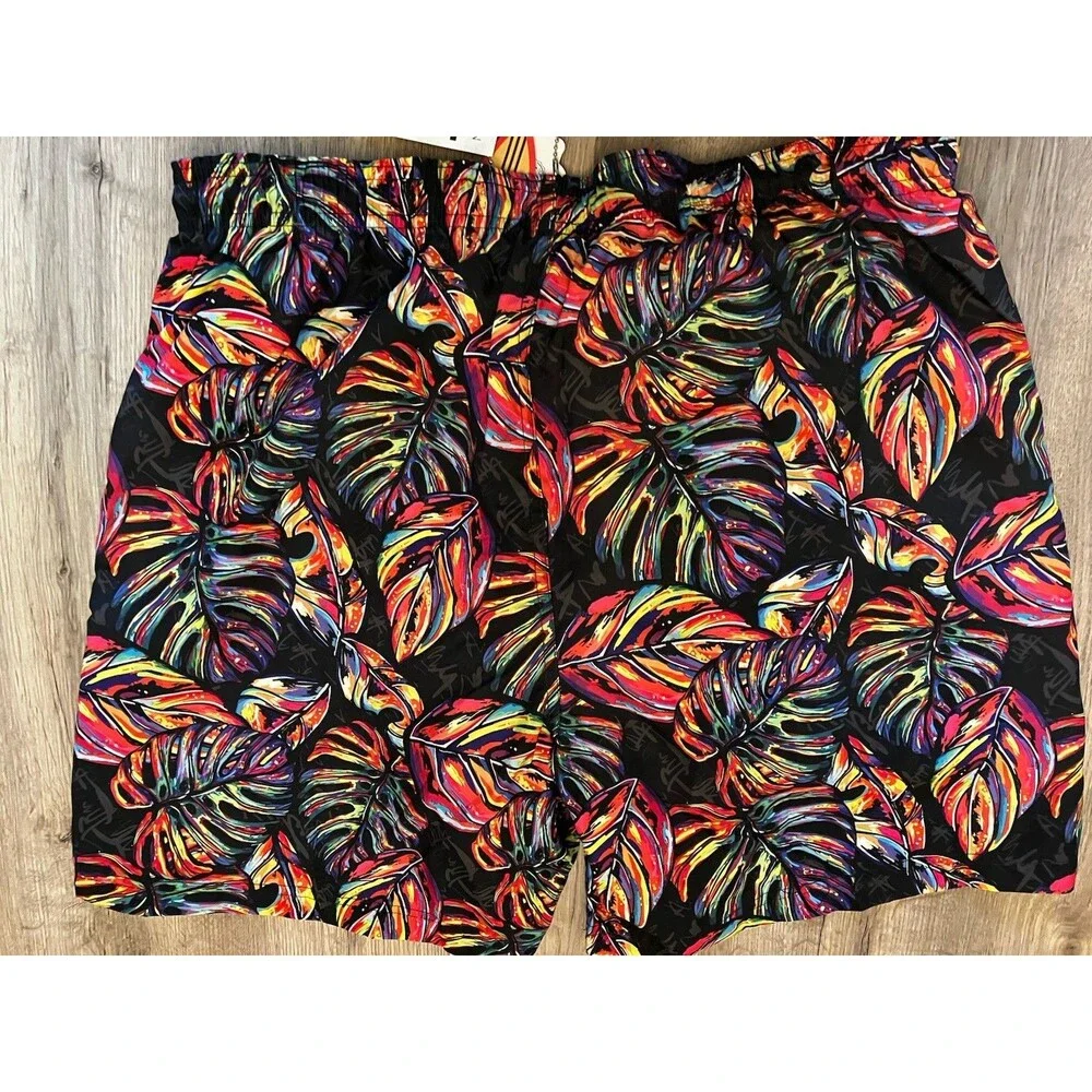 Broken Threads New Men's Board Shorts Size XL Psychedelic Leaves
